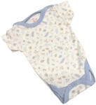 Gólyahír Rövid Ujjú Pamut Body - Fehér/Kék/Bézs Apró Mintás - 80