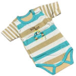 Ewa Rövid ujjú Body - Kék/Fehér/Mogyoró Csíkos "BEEP BEEP" - 74