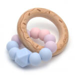 Mimijo Szilikon rágóka és csörgő bükkfa gyűrűs - Love