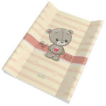 Babastar merev pelenkázólap 50x70cm - Hello Maci szivecskével - Bézs