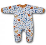 Mrofi Pamut Ujjas Rugdalózó - Szürke / Kék Dino 80