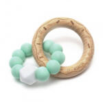 Mimijo Szilikon rágóka és csörgő bükkfa gyűrűs - Menta