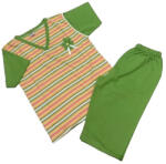 Erkan Nyári pizsama bermudával 116-122 - Zöld Csíkos Virág Mintával (KIÁRUSÍTÁS)