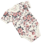 Bomer Rövid ujjú Body - Fehér Alapon Rózsás - 68