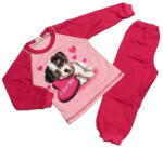 Eevi 2 Részes Pamut Pizsama - Világos Rózsaszín/Sötét Rózsaszín Kutyás 92