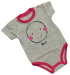 Mrofi Rövid Ujjú Pamut Body - Szürke/Pink Smile - 68