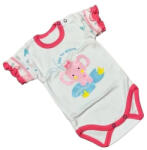 Ewa Rövid ujjú Body - Fehér/Rózsaszín Elefántos - 68