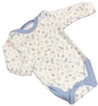 Gólyahír 2 Méretes Hosszú Ujjú Body - Fehér/Kék/Bézs Apró Mintás - 74