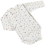 Dalma Hosszú Ujjú Body - Fehér/Kék Csillagos Holdas - 80