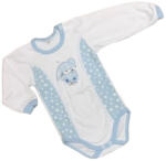 DinoDini Hosszú Ujjú Body - Fehér/Kék Nyuszis - 80