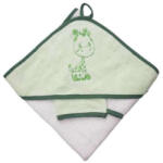 Babastar hímzett fürdőlepedő, fürdetőkesztyűvel 80*80 cm - Zsiráf fehér/zöld - bebibolt
