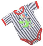 DinoDini Rövid ujjú Body - Fekete/Fehér Csíkos Cápa - 74