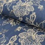  Pamutvászon JEANS EMBROIDERY Bouquet blue