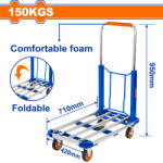 WADFOW Сгъваема транспортна количка с платформа wadfow, 150 кг (wf wwb9a15) - garden-max