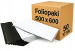 M-FOLIE Fóliázott boríték, 500×600mm, XL, 50db, 50 mikron, LDPE, fehér/fekete