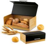 Aptel Kényelmes kenyértartó, bambusz, fém fedéllel, 36cm, fekete (DA510)