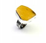  Állítható gyűrű, ezüst, mézszínű borostyánnal