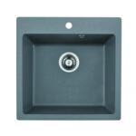 Inter Ceramic Гранитна мивка 5050 - сива, с централен отвор за смесител (5050 gray) Мивка за вграждане