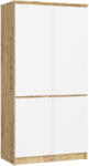 Brius Dulap pal 4 usi rafturi si bara umerase, 90x51x180 cm, design modern, stejar artisan alb (AK-12219874-3/3)