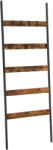 Brius Cuier baie tip scara inclinata, cadru din otel cu 5 nivele, agatatori detasabile, 65x178cm, maro rustic si negru (EZ-LLS011B01)