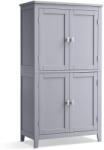 Brius Dulap de baie, din MDF, cu 2 compartimente si 4 usi, rafturi reglabile, 30x60x110cm, gri (EZ-BBC552P36)