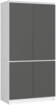 Brius Dulap pal 4 usi rafturi si bara umerase, 90x51x180 cm, design modern, alb si gri (AK-12219867-3/3)