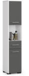 Brius Dulap baie pal tip coloana 2 usi sertar rafturi, 30x30x140 cm, design modern, alb si gri (AK-52851207)