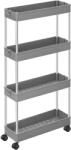 Brius Carucior depozitare roti 4 nivele plastic bucatarie baie, 40x13x88 cm, compact, gri (EZ-KSC008G01)