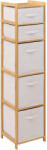Brius Dulap bambus 5 rafturi depozitare verticala, 35x33x144 cm, rezistent umiditate, natur (JJ-174902)
