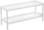 Brius Raft de depozitare din bambus, cu 2 niveluri, 26x70x33cm, alb (EZ-LBS02WT)