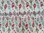 ActiveFabrics Lakástextil szürke alapon karácsonyi manók 140 cm széles