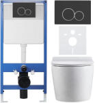 Cerano - Komplett falsík alatti WC-szett Lite/Felci - fényes fehér - Duo WC-gomb, matt fekete - falsík alatti beépítés - 52, 5x36 cm