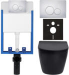 Cerano - Komplett falsík alatti WC-szett Lite/Verde - matt fekete - Duo WC-gomb, króm - fali szereléshez - 49x36 cm