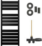 Cerano - Arturo fürdőszobai radiátor szett - központi fűtés - oldalsó egypontos csatlakozás - 644W - matt fekete - 1200x500 mm