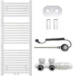 Cerano - Lincoln fürdőszobai radiátor szett - kombinált fűtéssel, wifi rúddal - központi csatlakozással 50 mm - 366W - fényes fehér - 1200x500 mm