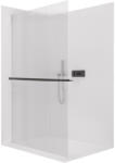 Cerano - Walk-in kristály zuhanyfal bal/jobb - 8 mm + polc/törölközőtartó - merevítő nélküli rendszer - matt fekete, rovátkolt üveg - 110x200 cm