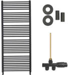 Cerano - Alberto fürdőszobai radiátor szett - központi fűtés - oldalsó egypontos csatlakozás - 999 W - matt fekete - 1660x650 mm