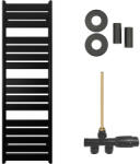 Cerano - Arturo fürdőszobai radiátor szett - központi fűtés - oldalsó egypontos csatlakozás - 859W - matt fekete - 1600x500 mm