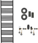 Cerano - Fulgiduson fürdőszobai radiátor szett - központi fűtés - oldalsó csatlakozás - 765W - matt fekete - 1800x530 mm