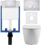 Cerano - Komplett falsík alatti WC-készlet Lite/Cesso - matt fehér - Duo WC-gomb, króm - fali szereléshez - 49x36 cm