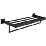 CERANO - Fali polc törölközőtartóval Alto - matt fekete - 60 cm