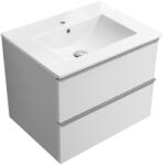 Cerano - Fürdőszobaszekrény mosdó alá Velora fogantyúval + Todo kerámia mosdó - matt fehér, króm fogantyú - 59x53x46 cm