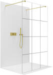 Cerano - Walk-in Onyx Duo bal/jobb zuhanykabin - 8 mm - négyzet alakú tartó - szálcsiszolt arany, ipari üveg - 120x200 cm