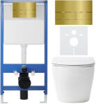 Cerano - Komplett WC szett Profi/Cesso - fényes fehér - WC nyomógomb Line/Gold - falsík előtti beépítés - 49x36 cm (CER-8050BD84245)