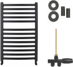 Cerano - Paolo fürdőszobai radiátor szett - központi fűtés - oldalsó egypontos csatlakozás - 568W - matt fekete - 850x550 mm