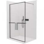 Cerano - Moreli bal/jobb kabinos zuhanykabin + polc/törölközőtartó - matt fekete, átlátszó üveg - 60x200 cm