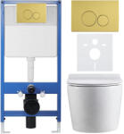 Cerano - Komplett falsík alatti WC-szett Lite/Felci - fényes fehér - Duo WC-gomb, arany - falsík alatti beépítés - 52, 5x36 cm