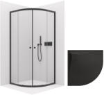 Cerano - Zuhanykabin Orso B/J 5 mm - R550 - matt fekete + CERANO - Zuhanytálca Quarto - R550 - strukturált matt fekete - 80x80 cm