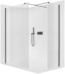 Cerano - Zuhanykabin Onyx TL/P - 8 mm - négyzet alakú tartó - matt fekete, rovátkolt üveg - 160x130x200 cm
