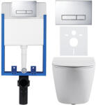 Cerano - Komplett falsík alatti WC-szett Lite/Cesso - matt fehér - Slim WC-nyomógomb, króm - fali szereléshez - 49x36 cm